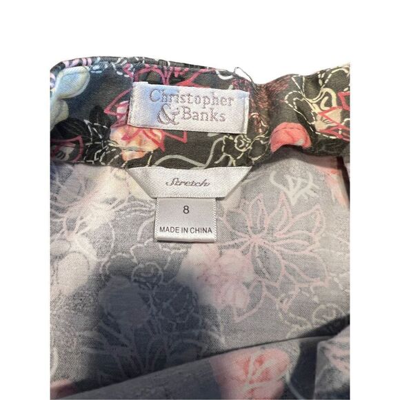 Christopher & Banks multi-color floral flared stretch skirt 8 spring summer - Picture 2 of 5